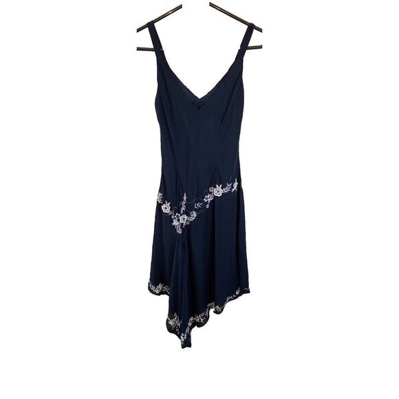R&M Richards Dress Black Floral Embroidered Beaded Sequin Sleeveless 8 Fairy - Picture 6 of 13